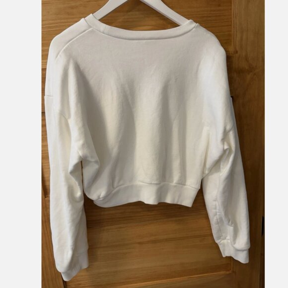 Reformation Hunter Cropped Crewneck Fleece Sweatshirt in White size Women's M - Picture 6 of 7